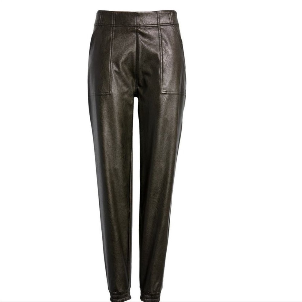 SPANX Black Faux Leather Jogger Utility Pants Size S - Picture 4 of 14
